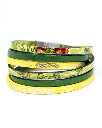 Bransoletka rzemienie Fun limonkowo-żółta, Kociokwik Jewelry