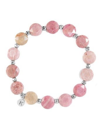 Bransoletka z pudrowego Rodonitu - Wersja Srebrna, Kulka Bransoletki