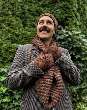 Męski komin MERINO Brąz, Brain Inside