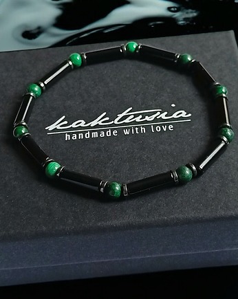 MALACHIT, onyks :: MIŁOŚĆ, ZMIANY, SIŁA :: delikatna bransoletka, kaktusia