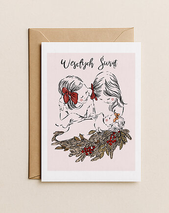 Kartka świąteczna z dziećmi, Mint In Paper