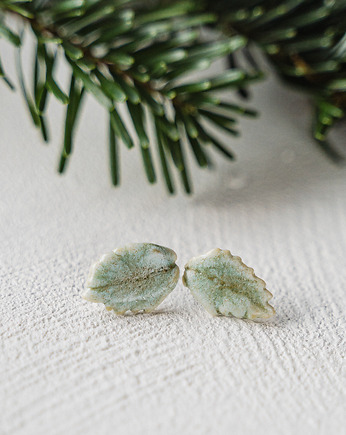 Kolczyki porcelanowe LIŚĆ, rękoczyny