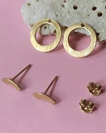 Kolczyki DOUBLE RINGS, srebro 925 pokryte 24K złotem, Friedman Jewelry