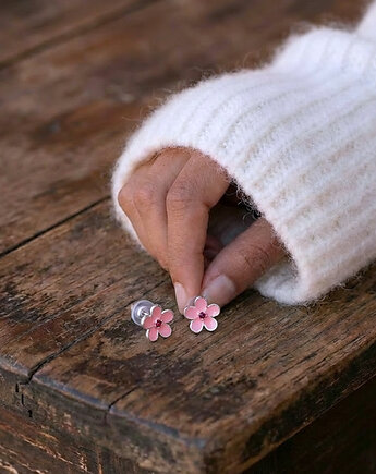 Kolczyki srebrne Pink Sakura, Ewa Saj  Silver
