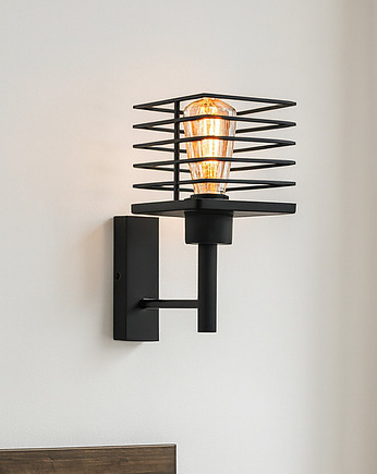 Czarny kinkiet do sypialni w stylu loftowym ANDULO LOFT, lampy loftowe LYSNE LOFT