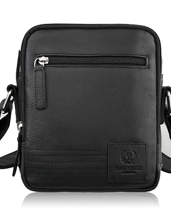 Listonoszka męska skórzana czarna saszetka na ramię mała pojemna AY-27-BL, Paolo Peruzzi