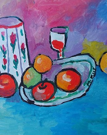 Kolorowy obraz  olejny do salonu martwa natura, alice oil on canvas