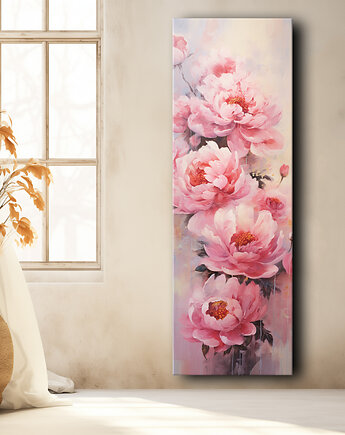 Kwiaty peonie - Obraz na płótnie - Druk, Blejtrama - Akwarela, Boho #23, Black Sapphire Art