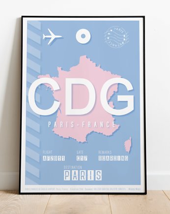 Plakat lotniczy - Paryż CDG, Mappy Maps