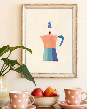 Plakat Kawa na dzień dobry - fine art z kawiarką, minimalmill