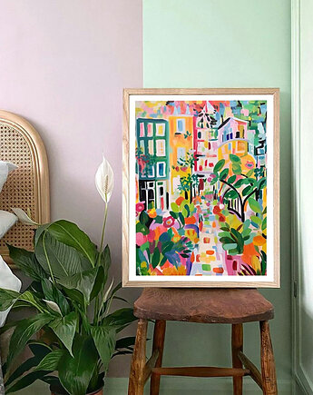 Plakat Kolorowa uliczka wśród zieleni, Harvest Maison