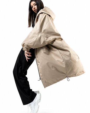 Płaszcz longline hoodie oversize mocca, REST Factory