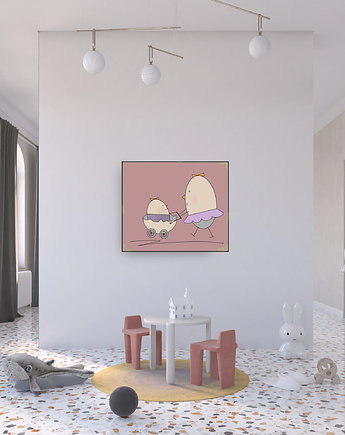 GRAFIKA NA PŁÓTNIE - Pani Jajko i spacer z wózkiem, Ravenart