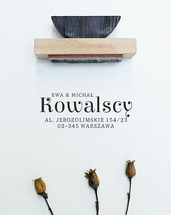 Personalizowany drewniany stempel z adresem zwrotnym - Nazwisko + adres, MOOD for WOOD