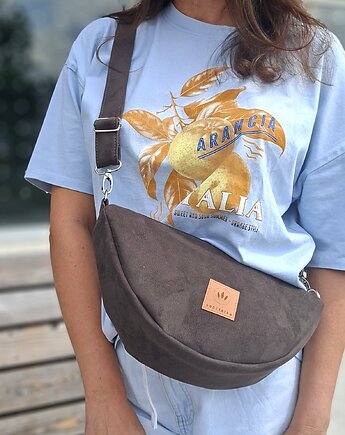 Torebka crossbody z Czekoladowego Nubuku, sabi tatka