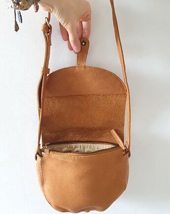Torebka ze skóry na ramię, CASCO, camel, naniby