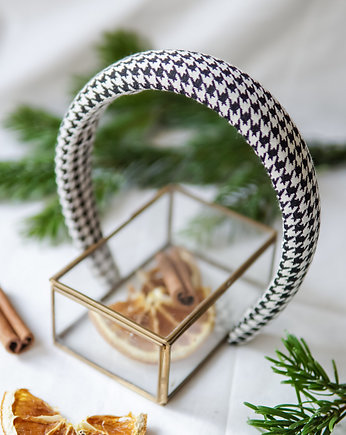 Usztywniana opaska czarno-biała pepitka, roskosh