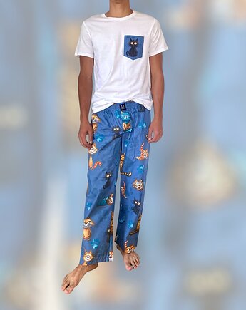 Piżama Unisex bawełniana w koty, HisOutfit