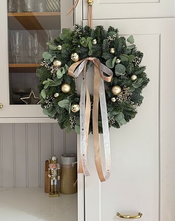 SZAMPAŃSKI NATURALNY Wianek Bożonarodzeniowy na drzwi, MOM&SISdekorują
