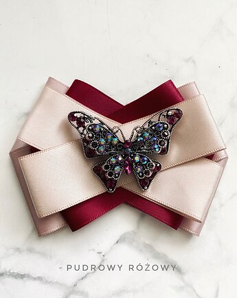 Brosza z kryształkowym motylem Nowa Kolekcja, Pudrowy Różowy