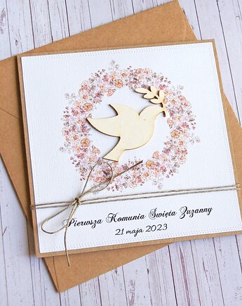 Kartka, PERSONALIZACJA : I Komunia Święta: kwiatki, kaktusia