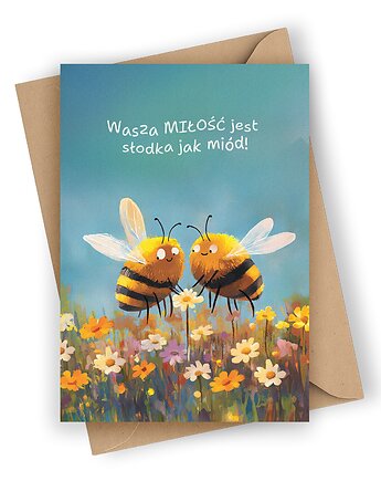 Kartka ślubna- Wasza miłość jest słodka jak miód!, Czarna Owca Karteczki