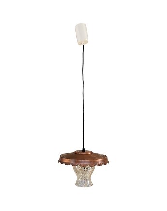 Miedziana, rustykalna lampa wisząca, VEB Narva Leuchten, Niemcy, lata 70., Good Old Things