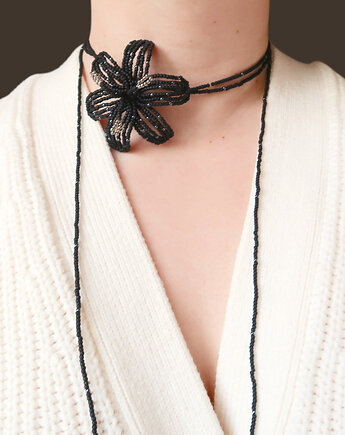 Czarna lilia - naszyjnik choker, Hibiscus