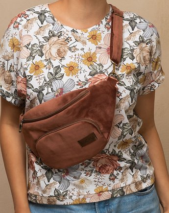 Welurowa nerka miejska cynamon, sacky bag