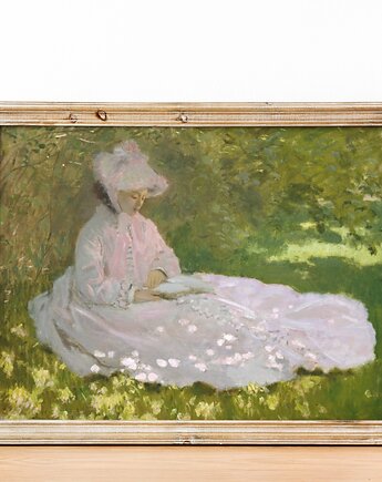 PLAKAT dekoracyjny, Claude Monet obraz, książki, czytanie książek, black dot studio