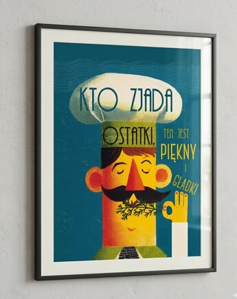 Plakat prl DO KUCHNI 30X40 kucharz co zjada ostatki, polkastudio