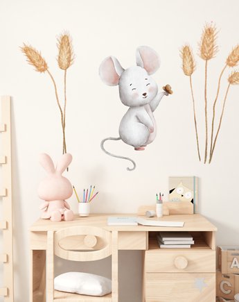 Naklejka ścienna mysz w trawie, OKAZJE - Prezent na Baby shower