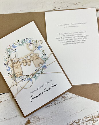 Ręcznie robiona kartka na narodziny dziecka - kartka gratulacyjna z okazji na, sorte