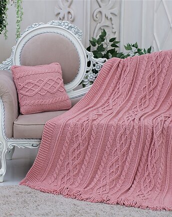 Pled z dzianiny 120x180cm + poszewka na poduszkę, CozyHomeDG