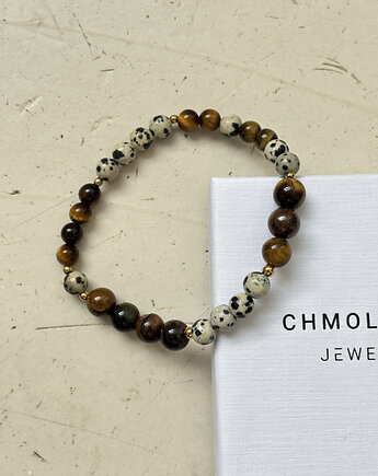 Bransoletka męska Jaspis Dalmatyński i Tygrysie oko, Chmolowska Jewellery