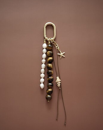 Brelok Blair #4 kamień tygrysie oko, perły naturalne, LEO jwlr