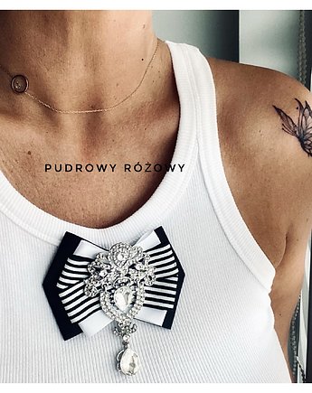 Brosza z koronkowym kryształem  NEW, Pudrowy Różowy
