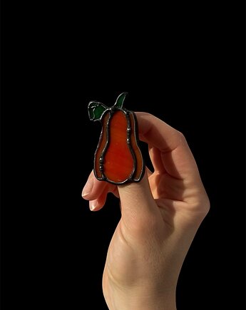 Pomarańczowa broszka witrażowa warzywo "Dynia" inny kolory, Only Pure Glass