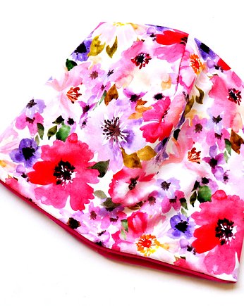 Czapka beanie _ PASTELOWE KWIATY, MOJAMAJA