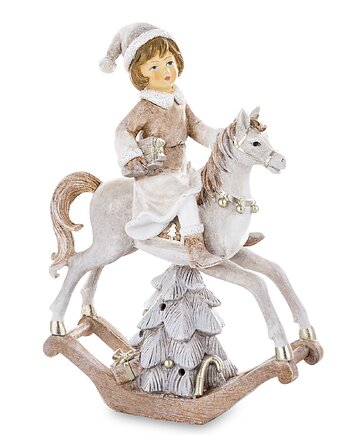 Dekoracja - figurka dziewczynki na koniu na biegunach i 26x18x7 cm LED, MIA home