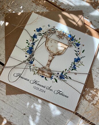 Personalizowana pamiątka komunii - Kartka na komunię z kopertą, sorte