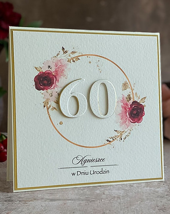 Ręcznie robiona kartka na 60. urodziny z personalizacją, BH 50, Anna Art and Crafts