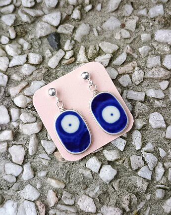 Kolczyki ceramiczne Bolesławiec, biżuteria z talerzy