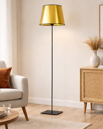 Czarno-złota lampa stojąca do salonu PALERMO MIRROR, LYSNE