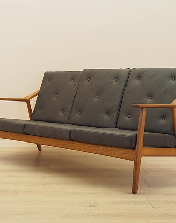 Sofa dębowa Brockmann Petersen, skóra naturalna, duński design lat 70., Przetwory design