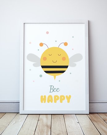 Pszczółka plakat dla dzieci, Bee Happy, Wallie Studio Dekoracji