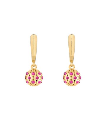 Złote kolczyki z różowymi kryształami Preciosa, SOTHO