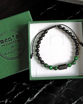 OCHRONA, MIŁOŚĆ - malachit, turmalin - bransoletka regulowana ONE SIZE, kaktusia