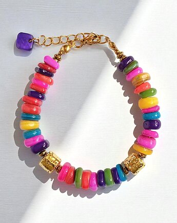 BRANSOLETKA : Summer collection: złota lawa, kolorowa masa perłowa, kaktusia