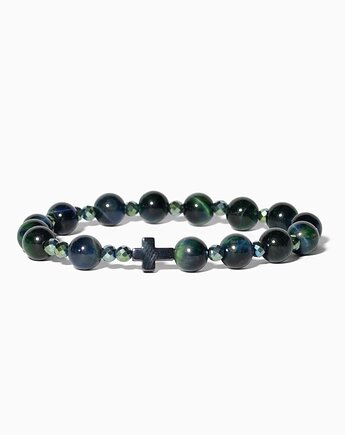 Unikatowy Różaniec z Kamieni Naturalnych Tygrysie Oko i Hematyt, Black Mamba Jewelry